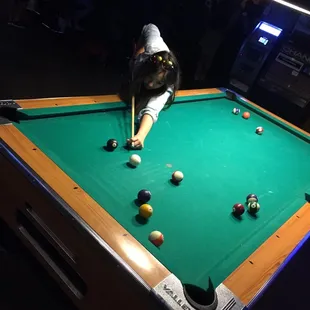 Shooting pool!