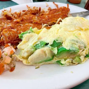 Inside look at the avocado and cheese omelette