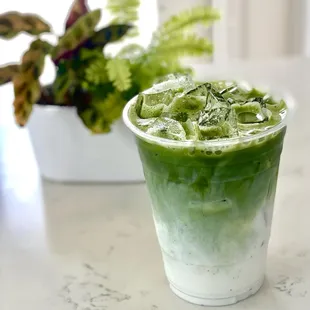 Ice lavender Matcha latte