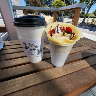 Medium Latte &amp; Strawberry Nutella Crepe