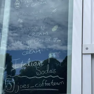 Italian soda menu