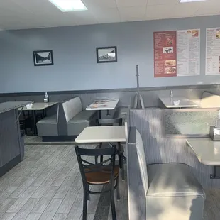 a woman standing in a restaurant