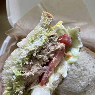 Tuna Avocado sandwich on Rye! Fresh ingredients and super yummy bread!