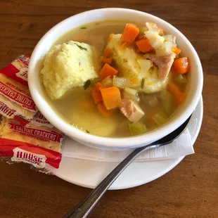 Matzah ball soup, homemade and delicious!