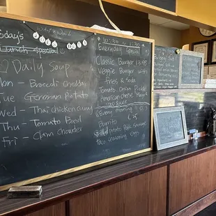 a blackboard with a menu on it