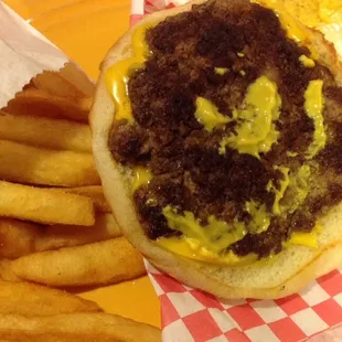 Cheeseburger and fries.
