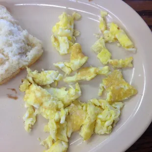 Overly done eggs. I drowned them in gravy to hide the taste. Filled the void when it&apos;s all said and done.