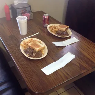 A plate special of hamburger steak, fries and Texas toast