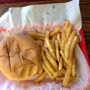 Jumbo cheeseburger and fries