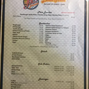 menu