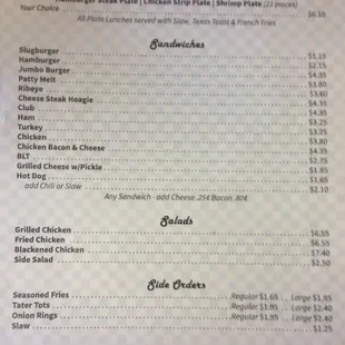 menu