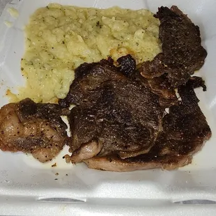 Steak meal with Double Mashed Potatoes  *Extra Well Done and Good Marbling (my preference)
