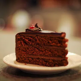 a slice of chocolate cake