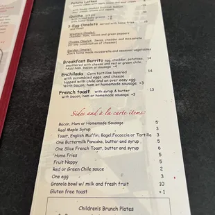 menu