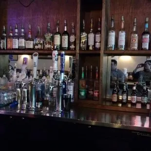 liquor bottles on shelves