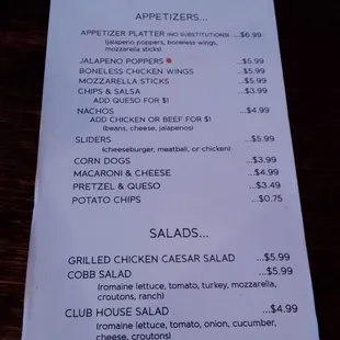 Food menu