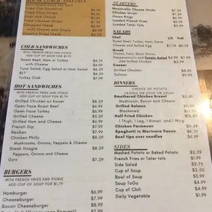 Bit of a reduced menu