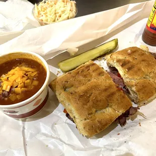 Joe's Famous Philly Sandwich and cup of Chili