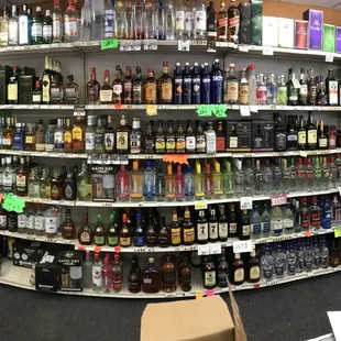 shelves of liquor