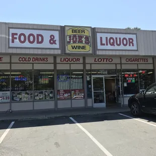 the outside of a liquor store