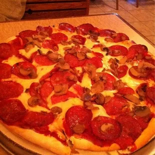 Pepperoni and mushroom