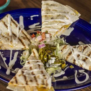a plate of quesadillas