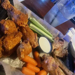 chicken wings and carrots