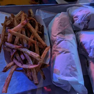 a tray of french fries