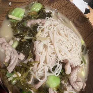 Pork with Salted Veggie Noodle Soup