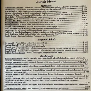 Lunch menu Sept 2024