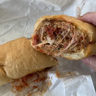 Veal Parmesan sandwich for lunch