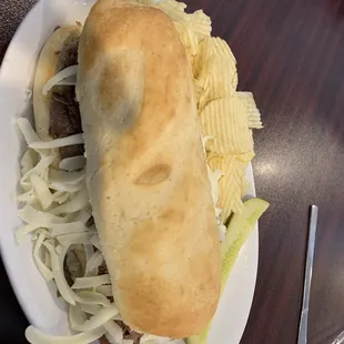 a sandwich and chips