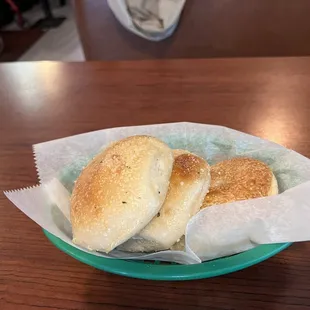 Garlic bread (photo doesn&apos;t do justice to the buttery shine on them)