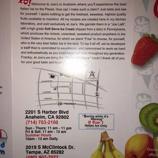 Location and hours April 2017