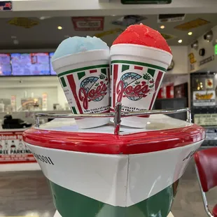 Blue Cotton Candy and Sour Watermelon Italian Ice. A bit of our sweet and our sour.