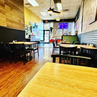 a view of the dining area