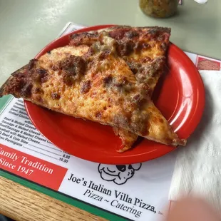 Two slices sausage &amp; cheese
