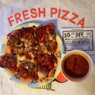 Sausage+mushroom pizza &amp; side order of meatballs appetizer, mmmmm.....