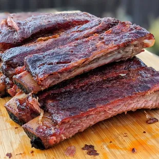 Ribs, slightly overdone and fell off the bone with a single bite.