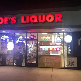 the front of a liquor shop