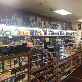 shelves of liquor in a liquor store