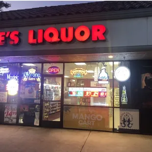the front of a liquor shop