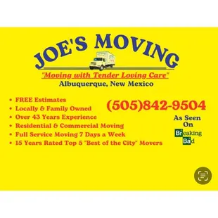 Proudly serving New Mexico for over 43 years
Local and statewide moving