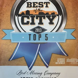 2013 Best of the City "Top 5"