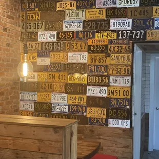License plated wall