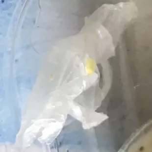 Pieces of plastic glove