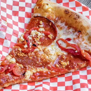 Gourmet Pepperoni - Italian Pepperoni, Goat cheese, roasted red peppers