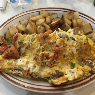All in one omelette and home fries