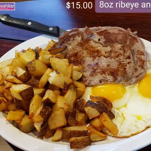 Great amount of food but steak had zero seasoning which seemed the chef was in a needless rush