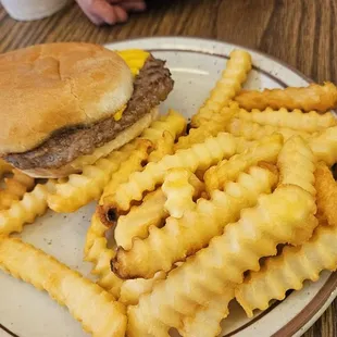 Kids cheese burger with fries